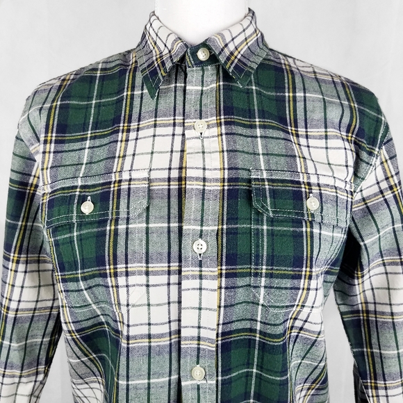 New Gap Kids Boys XL Green Plaid Button Down - Picture 2 of 6